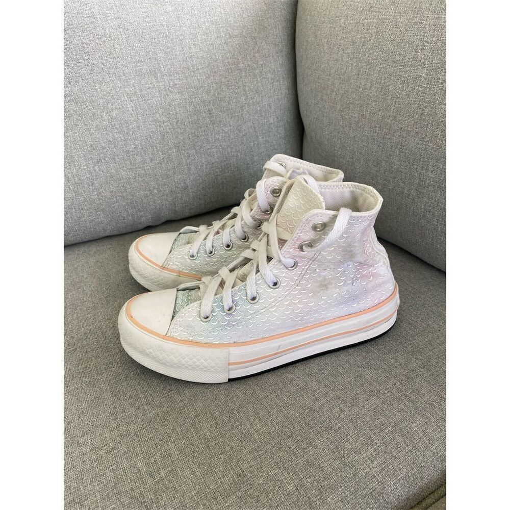 Converse Chuck Taylor All Star Mermaid Lift Platform High Top Sneakers Teens 3 - Picture 5 of 6
